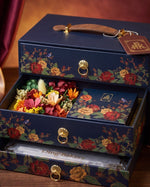 Lantern Chest — Navy Ding mooncake chest with floral drawer | Windflower x Ding Mooncake