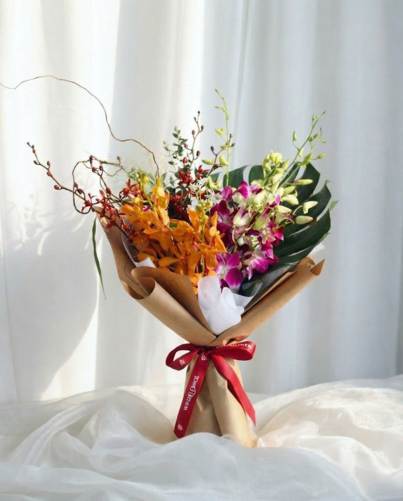 Orchid Radiance Bouquet — Mixed Mokara and Dendrobium | Windflower Florist Singapore
