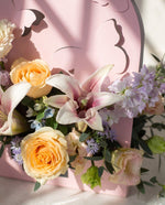Papillon Flower Box — Close-up of blush lilies and peach roses | Windflower Florist Singapore