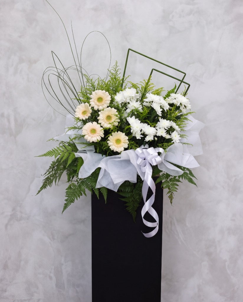 Peach Luminary Condolence Flower Stand | Free Same-Day Delivery Singapore