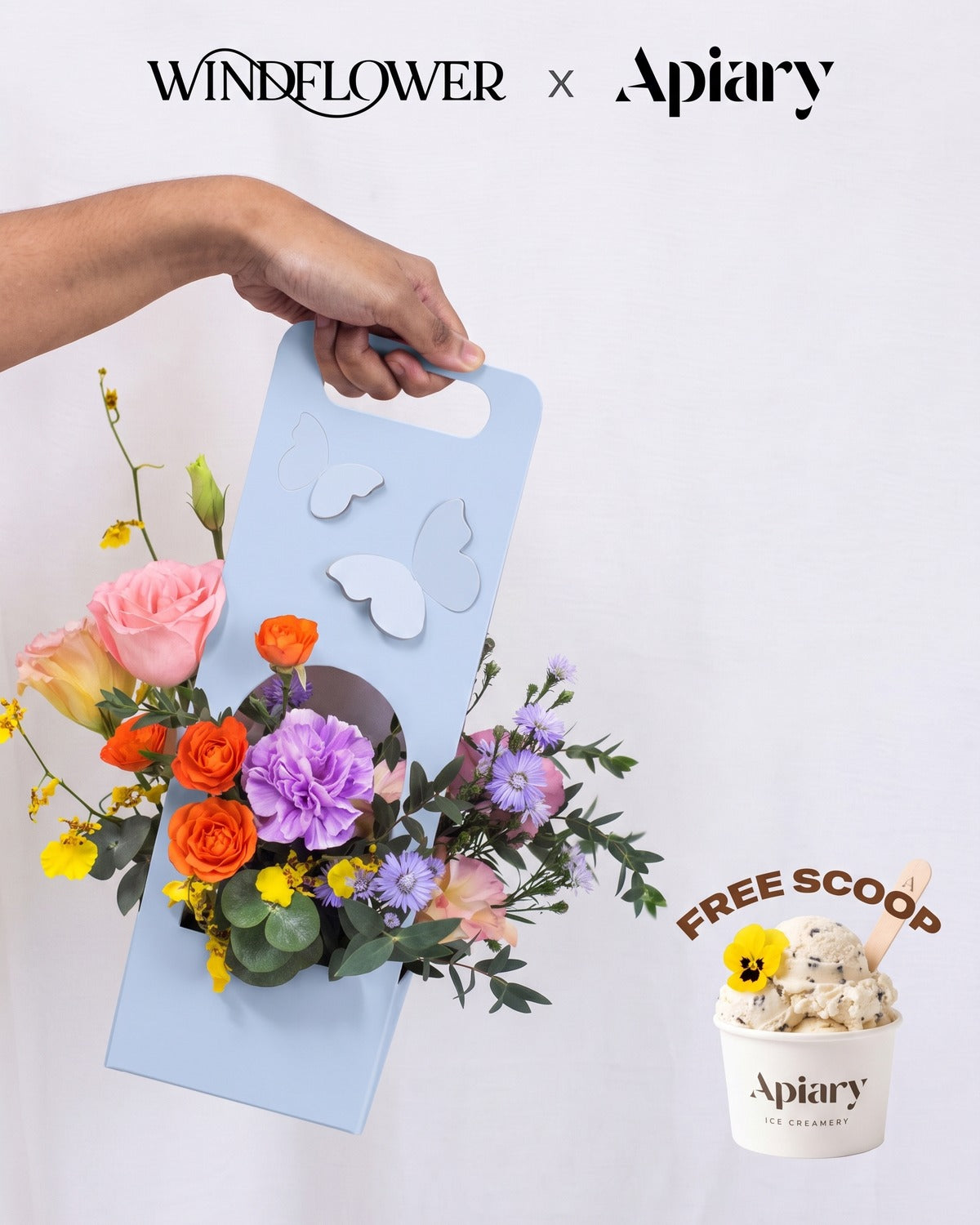 Scoop & Bloom Carnation Box in powder blue — Scoop and Bloom Carnation Flower Box | Windflower x Apiary