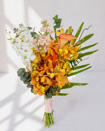 Sunset Mokara Bridal Bouquet — Sunset Mokara Orchid Bridal Bouquet | Free Same-Day Delivery Singapore