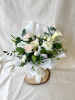 Infinity Love In White Hand Bouquet by Windflower Florist Singapore