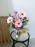 Daisy-Me-Rolling in Pink Hand Bouquet - View 3 | Windflower Florist