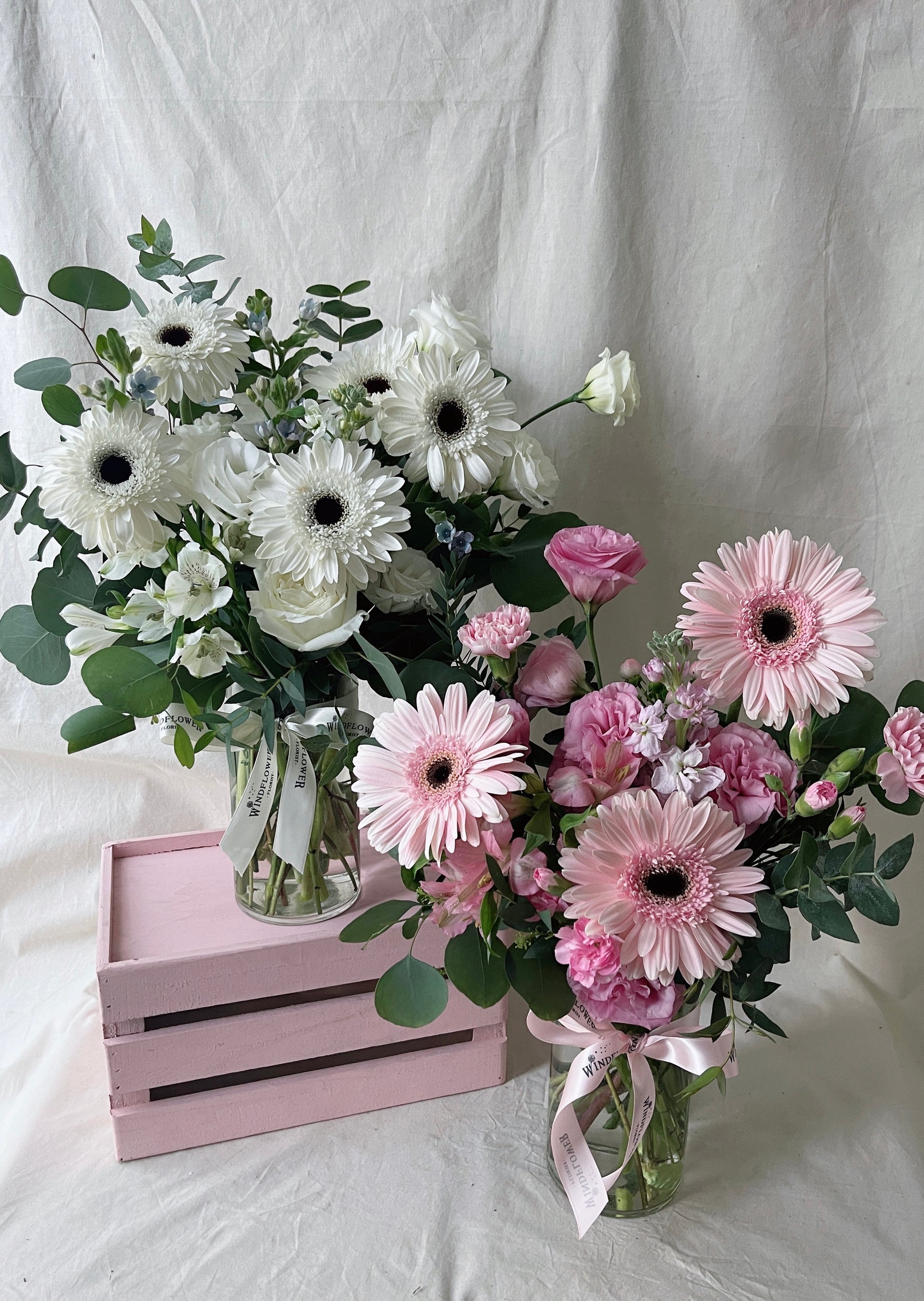Daisy-Me-Rolling in Pink Hand Bouquet - View 4 | Windflower Florist