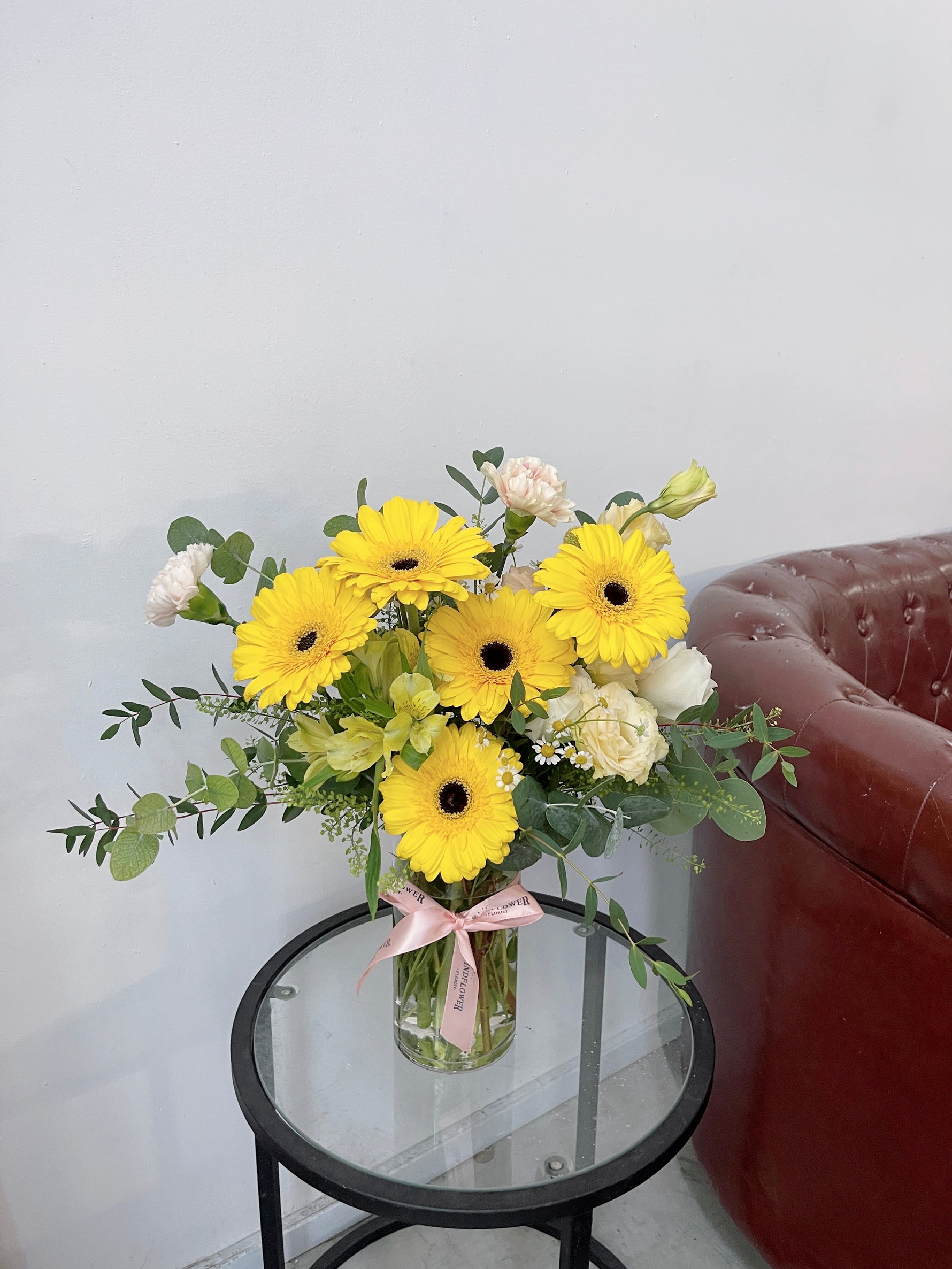 Daisy-Me-Rolling in Yellow Hand Bouquet - View 3 | Windflower Florist
