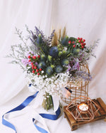Eryngium Blooms Bridal Bouquet - Frontal | Free Same-Day Flower Delivery Singapore