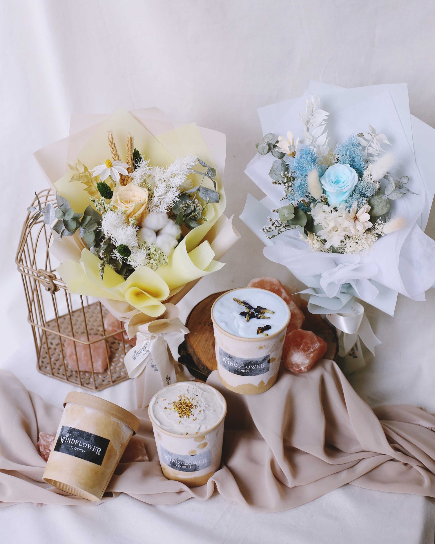 Sweet Scoop Bundle - Osmanthus Oolong Preserved Flowers by Windflower Florist Singapore
