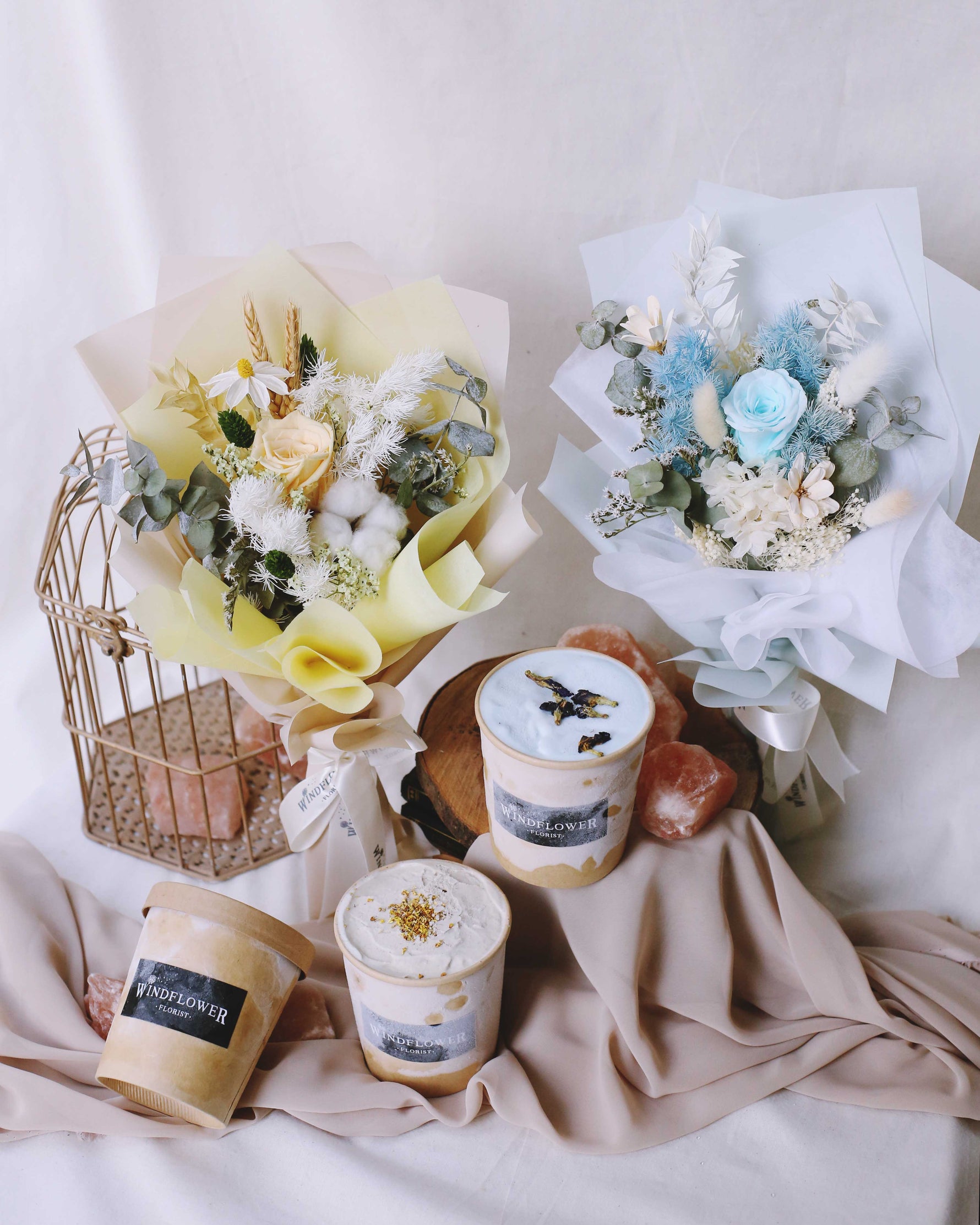 Sweet Scoop Bundle - Osmanthus Oolong Preserved Flowers by Windflower Florist Singapore