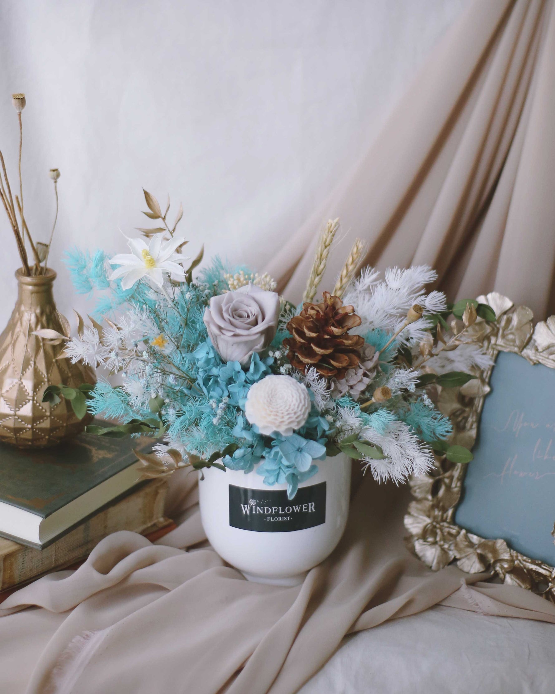 A Whole New World Vase Preserved Flowers | Free Same-Day Flower Delivery Singapore