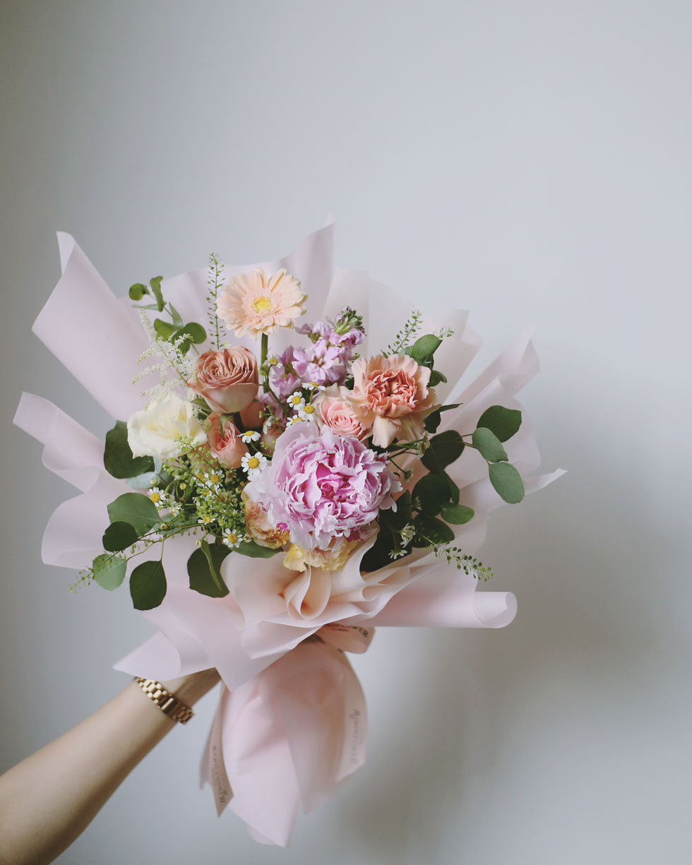 Gentle Garden Hand Bouquet | Free Same-Day Flower Delivery Singapore
