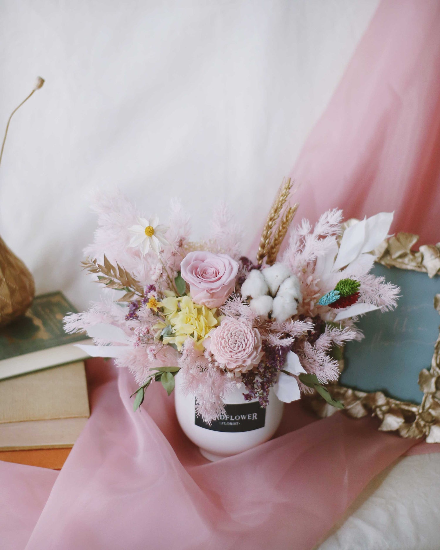 Once Upon A Dream Vase Preserved Flowers | Free Same-Day Flower Delivery Singapore