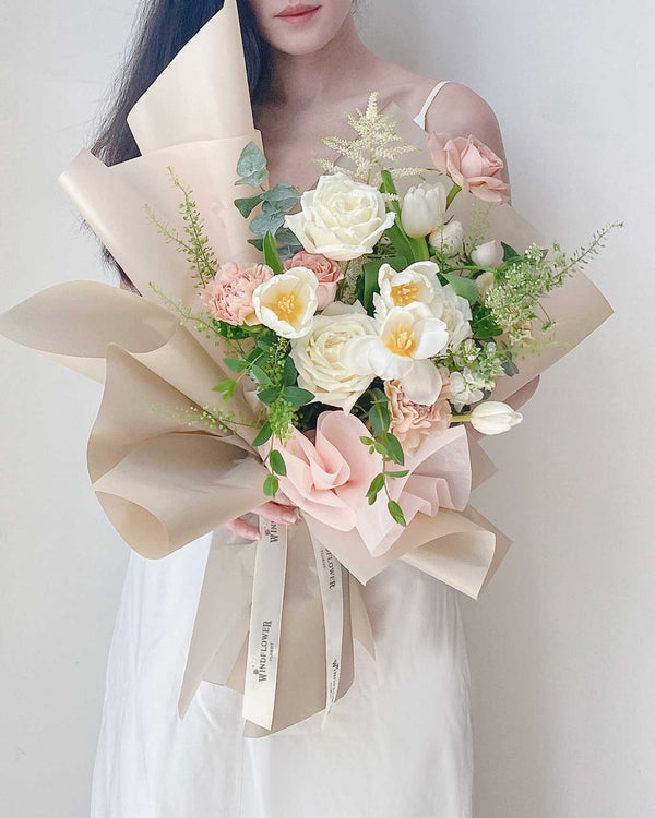 Pearl Quartz Hand Bouquet | Free Same-Day Flower Delivery Singapore