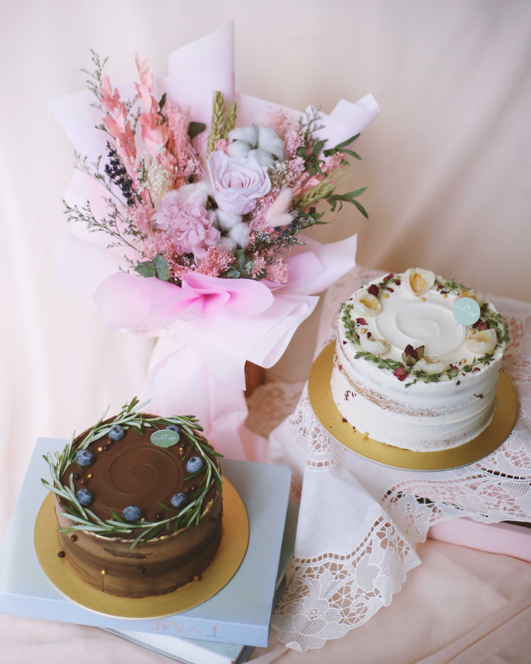 Windflower x Sarah’s Loft Cake Bundle Flower Arrangement - View 4 | Windflower Florist