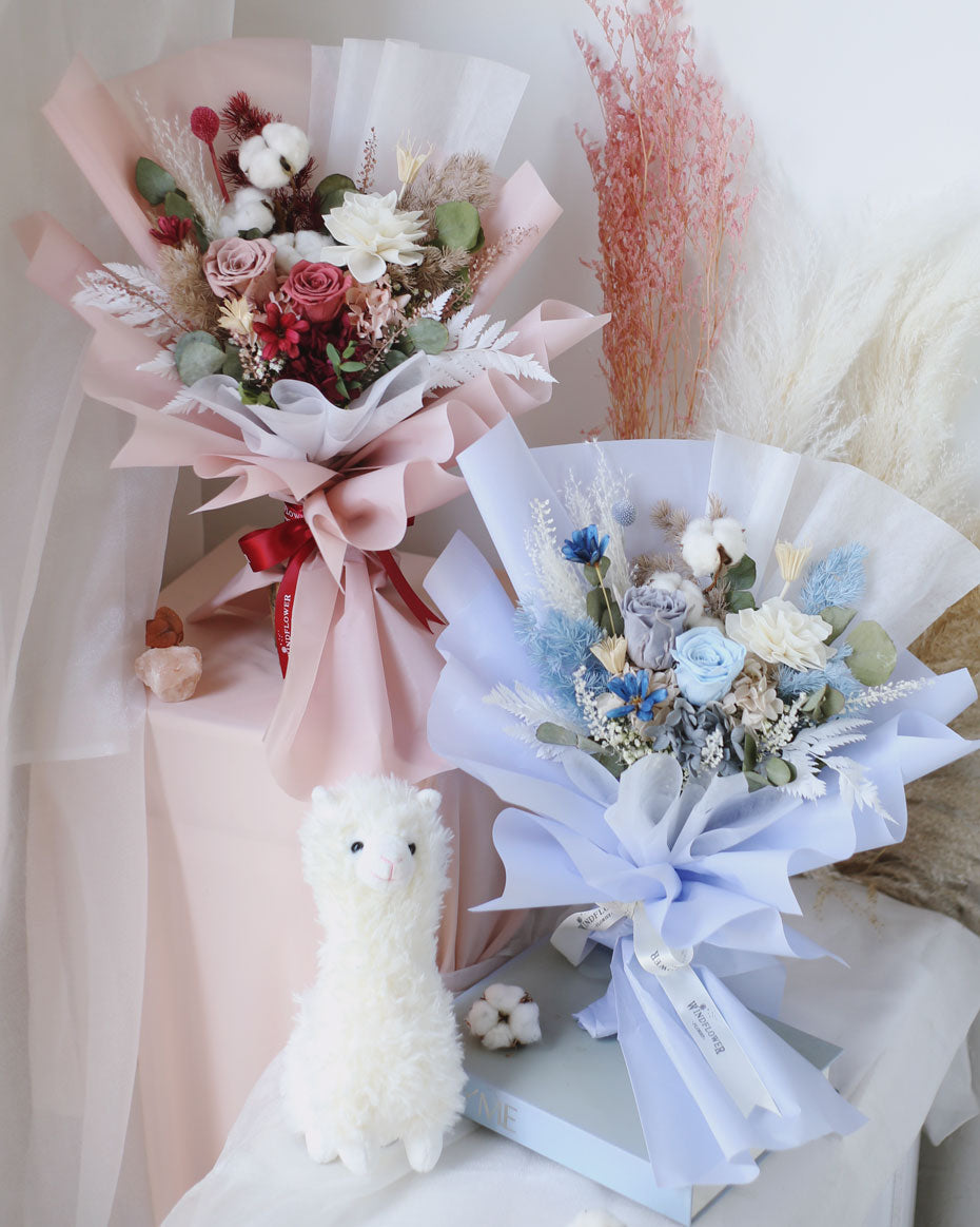 Cyan Hand Bouquet by Windflower Florist Singapore