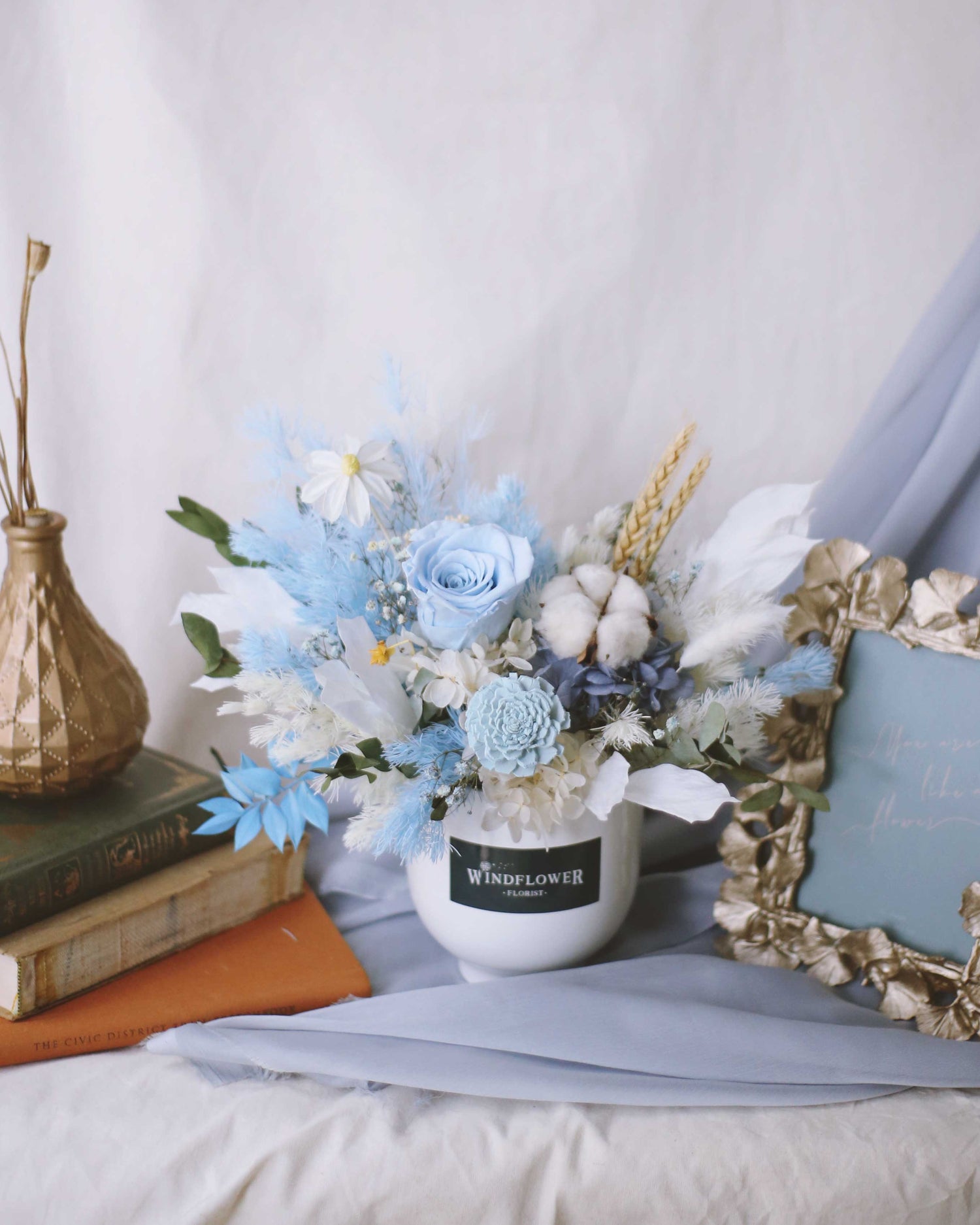 Stroke Of Midnight Vase Preserved Flowers | Free Same-Day Flower Delivery Singapore