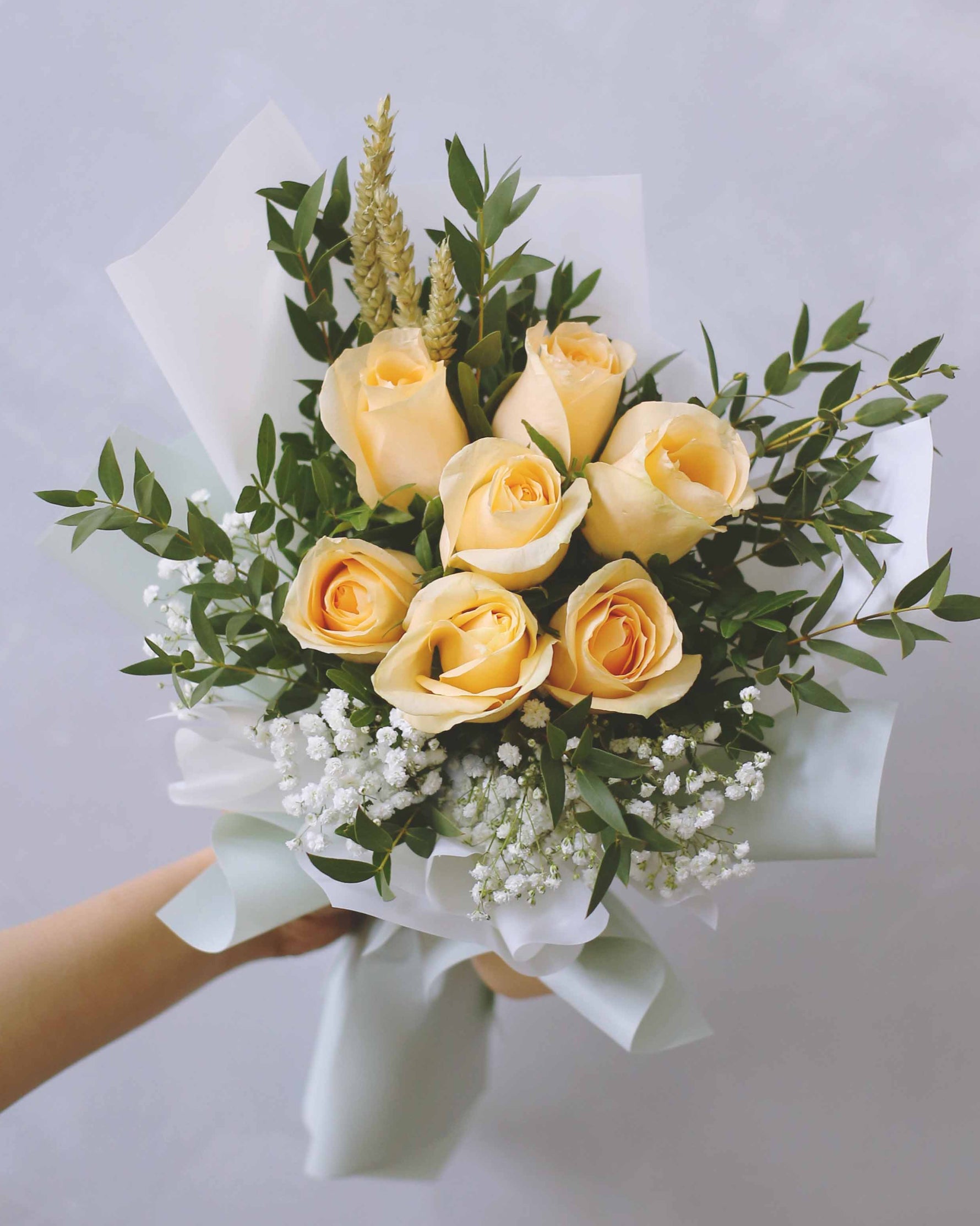 A Study in Champagne Hand Bouquet | Free Same-Day Flower Delivery Singapore