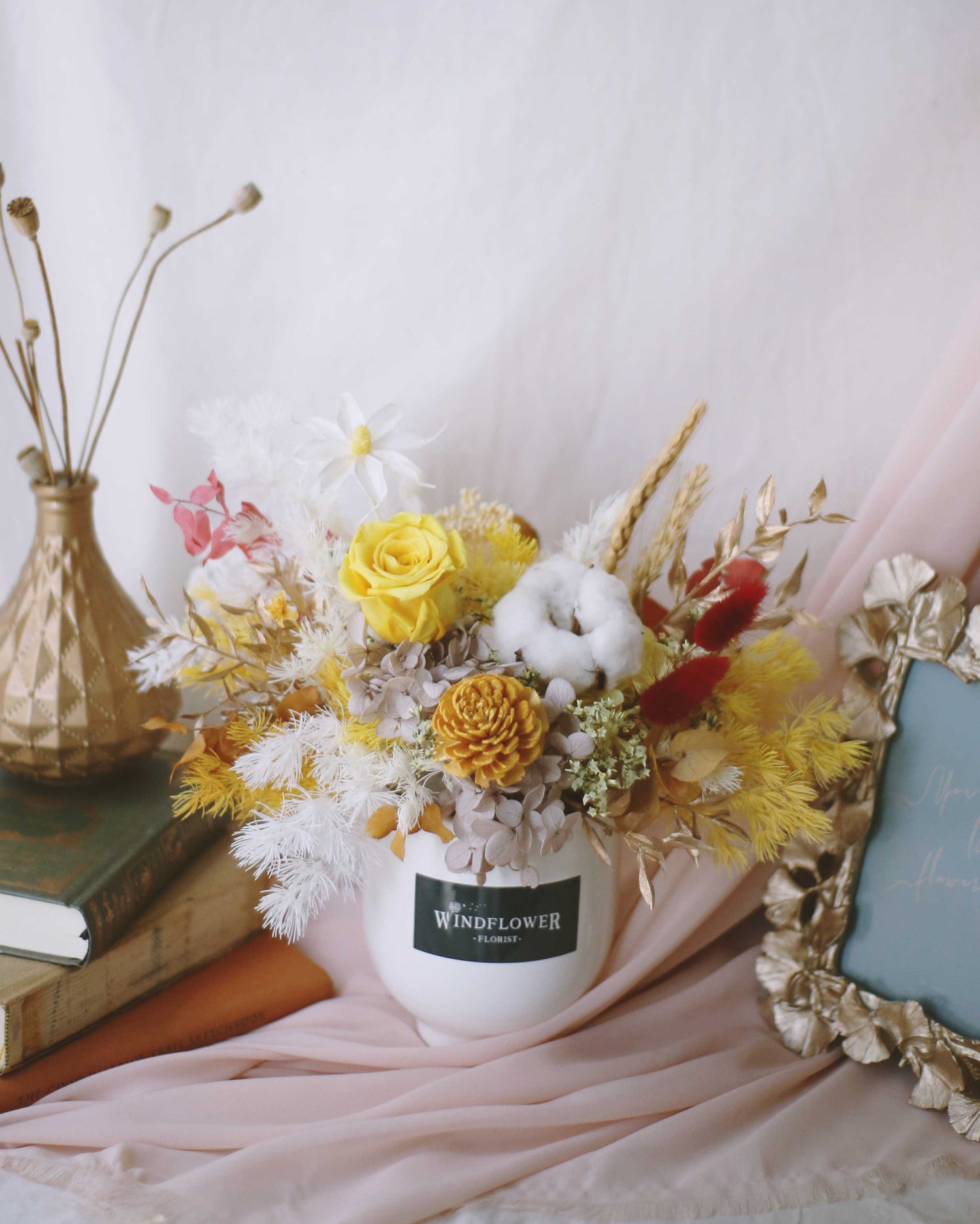 Tale As Old As Time Vase Preserved Flowers | Free Same-Day Flower Delivery Singapore