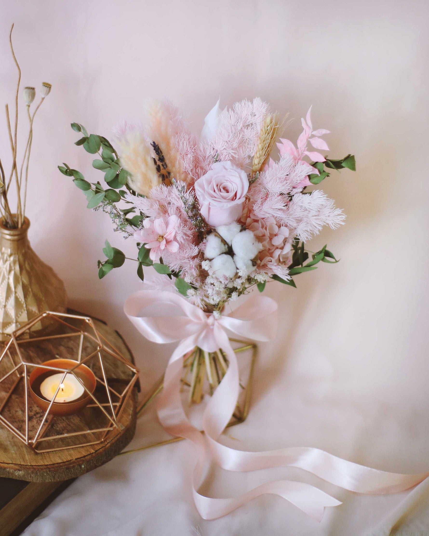 Forever Love Pink Bridesmaid Bouquet Wedding Flowers | Free Same-Day Flower Delivery Singapore