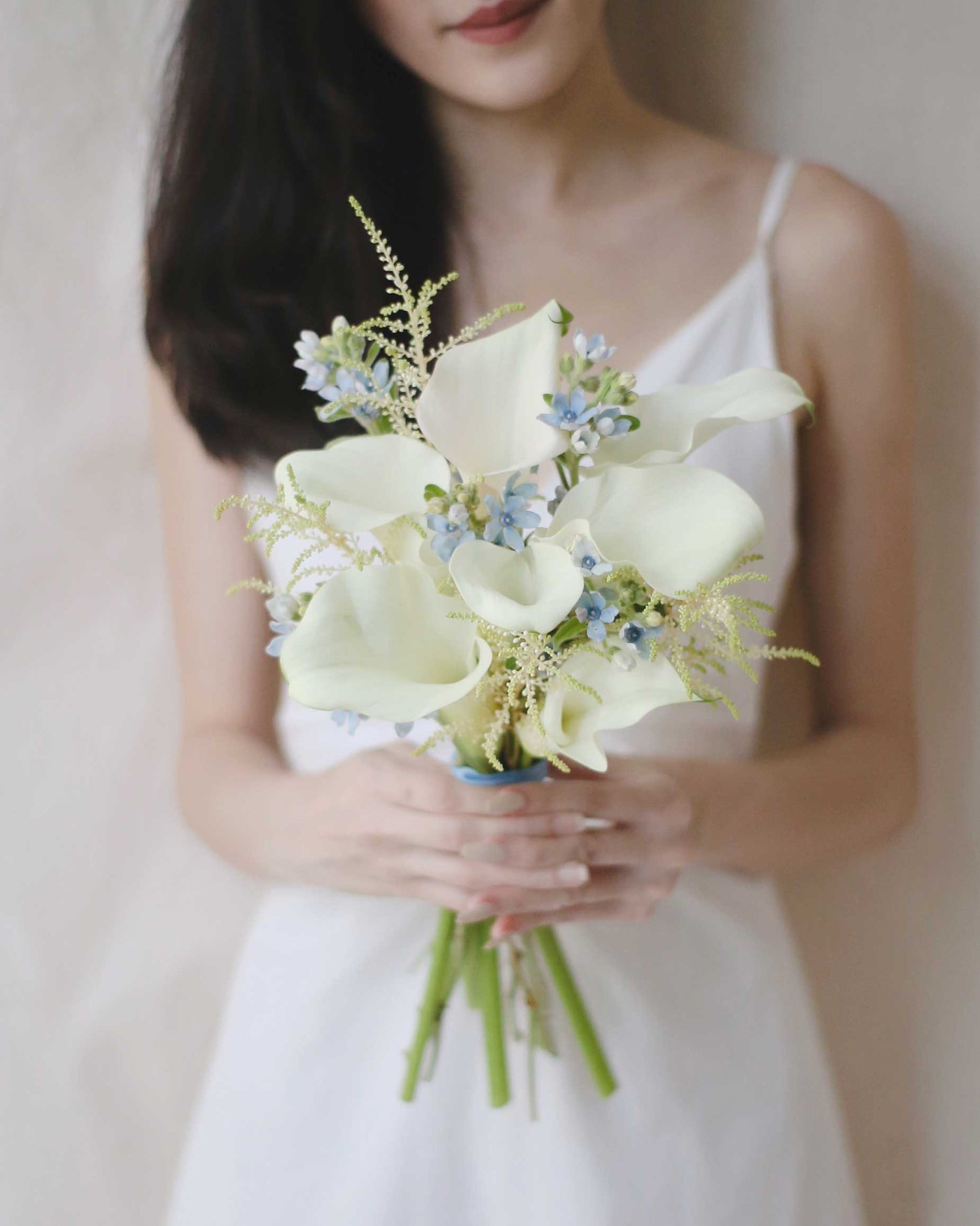 Korean Style Calla Lilies Bridal Bouquet - Neutral by Windflower Florist Singapore