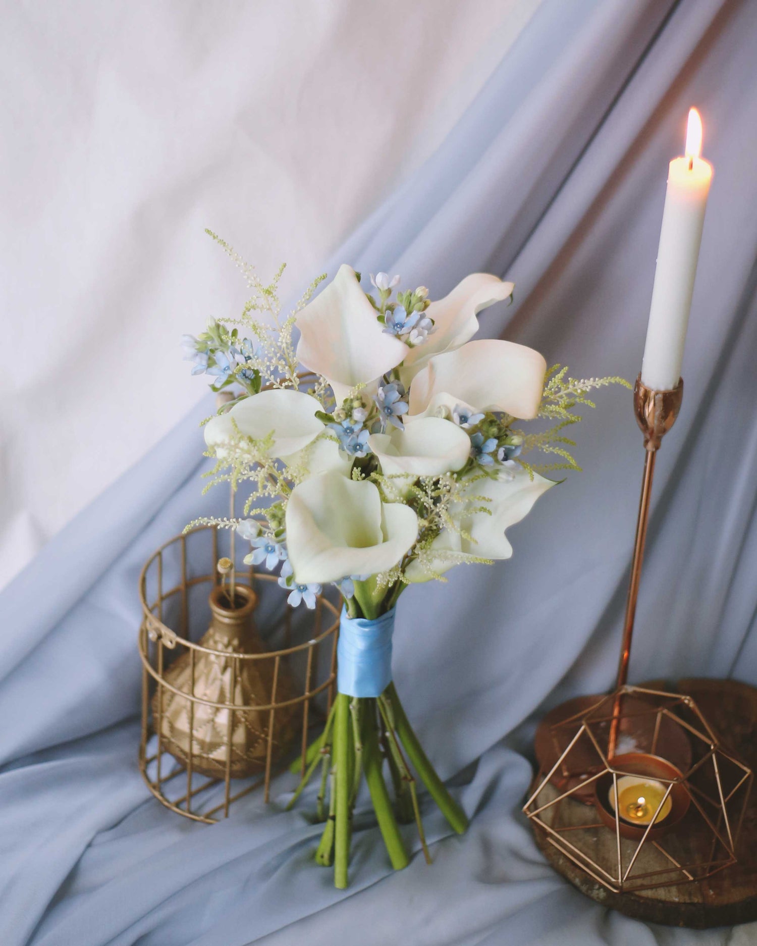 Korean Style Calla Lilies Bridal Bouquet - Neutral | Free Same-Day Flower Delivery Singapore
