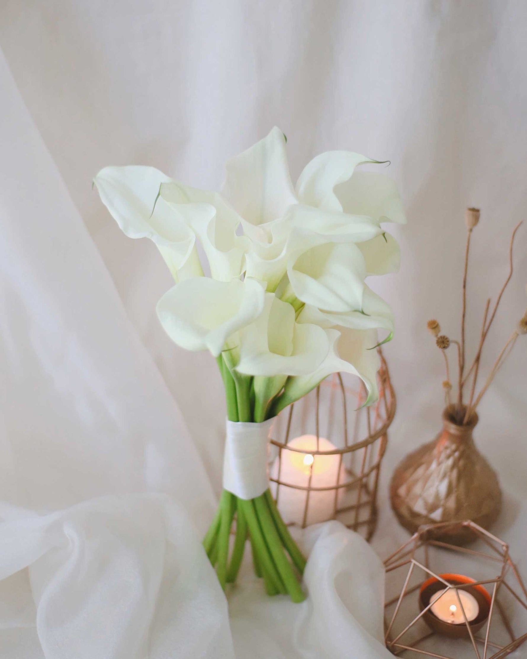 Pure Calla Lilies Bridal Bouquet | Free Same-Day Flower Delivery Singapore