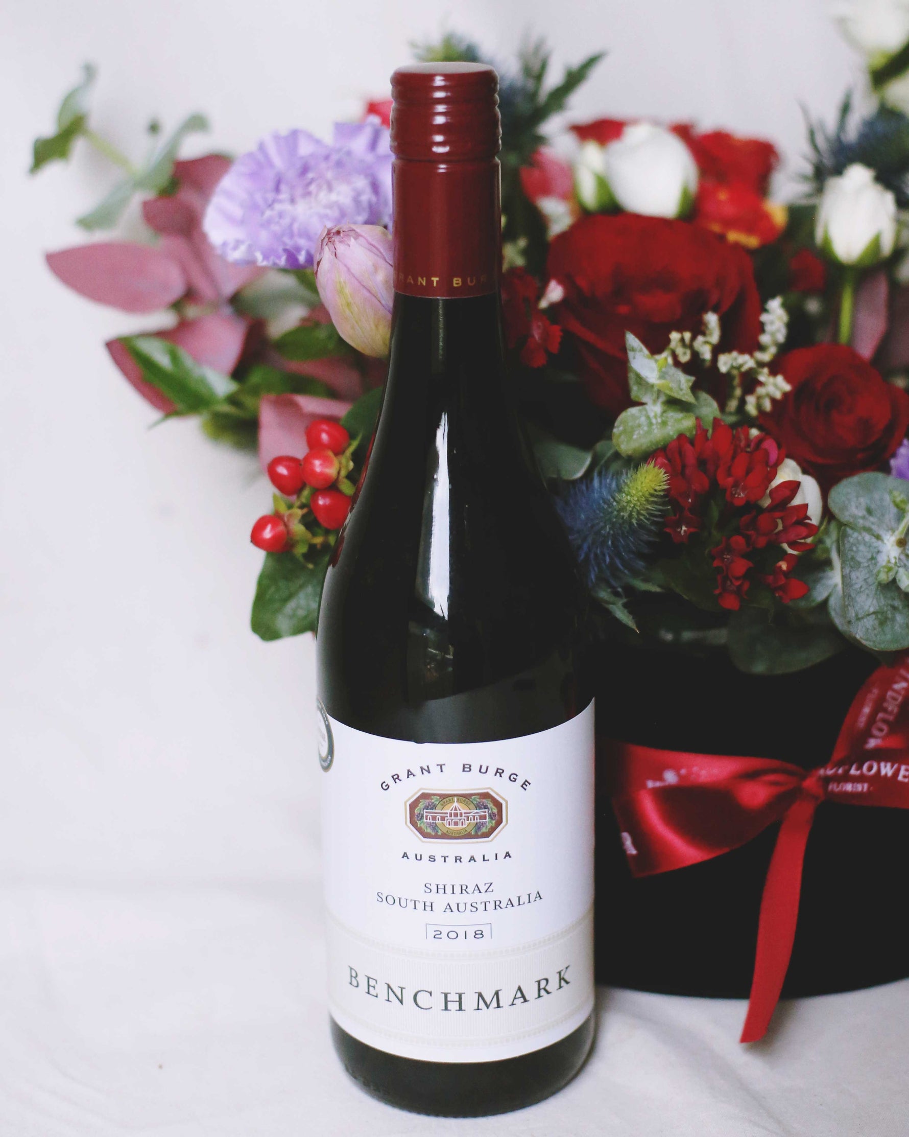 Boite De Fleur Red Wine - Fresh Flowers Gift Hamper - View 3 | Windflower Florist