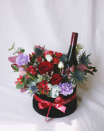 Boite De Fleur Red Wine - Fresh Flowers Gift Hamper | Free Same-Day Flower Delivery Singapore