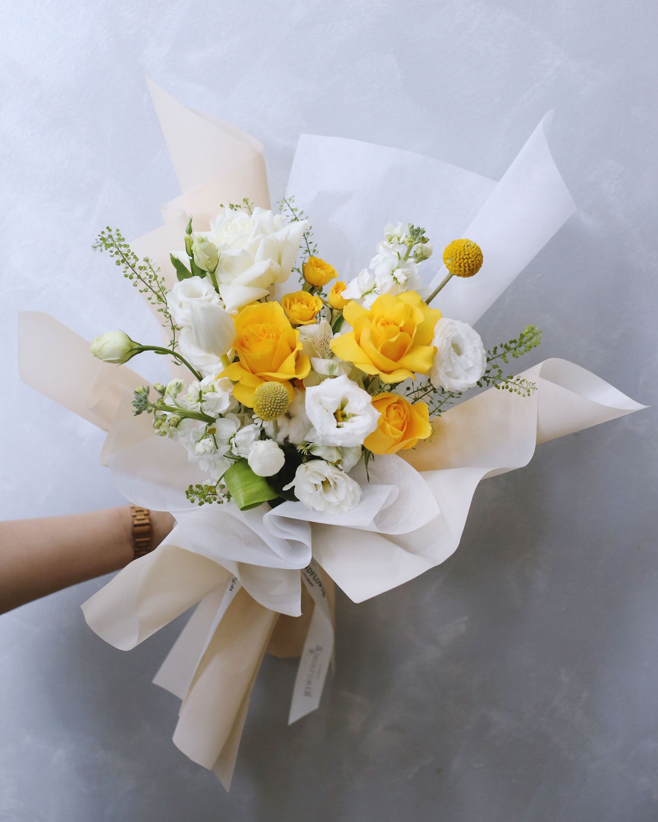 Canary Praire Hand Bouquet | Free Same-Day Flower Delivery Singapore