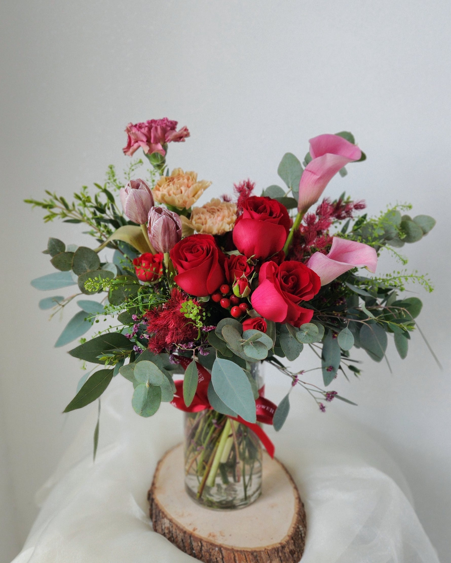 Infinity Love In Red Hand Bouquet by Windflower Florist Singapore