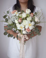 Pearl Quartz Bridal Bouquet - Frontal by Windflower Florist Singapore