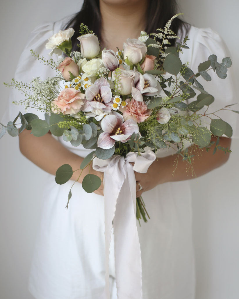 Smoky Quartz Bridal Bouquet - Frontal by Windflower Florist Singapore